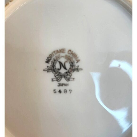 Noritake China Silvine 5487 Soup Bowls Set Of 2 With Floral Leaf Pattern Rim Des - Picture 5 of 8
